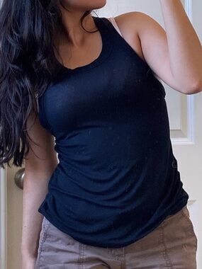 Fabletics Black Scoop Neck Racerback Tank